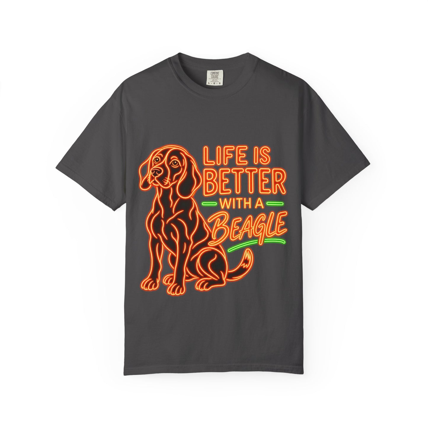 Beagle T-shirt - Neon Orange Life Is Better