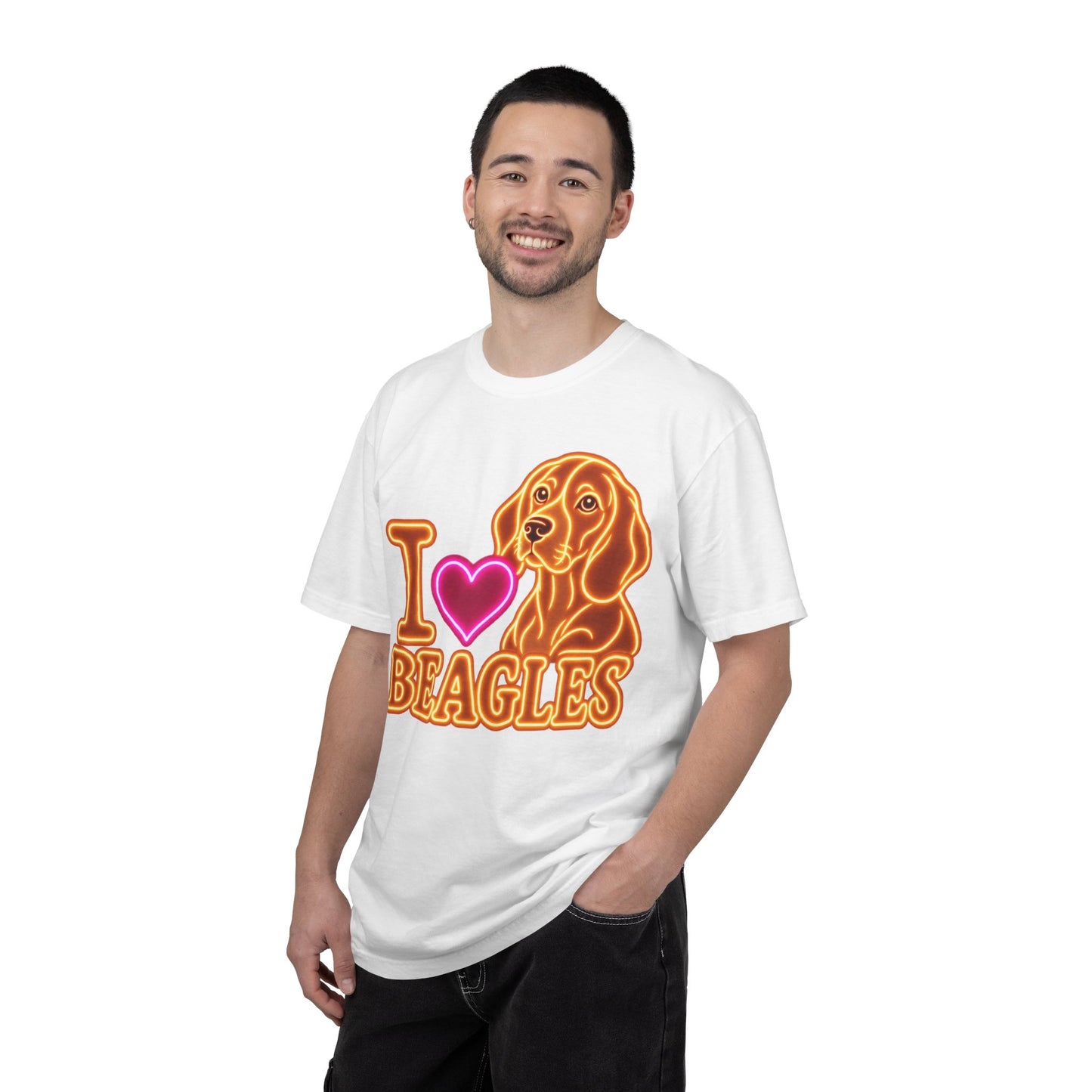 Beagle T-shirt - Neon I Heart Beagles 1