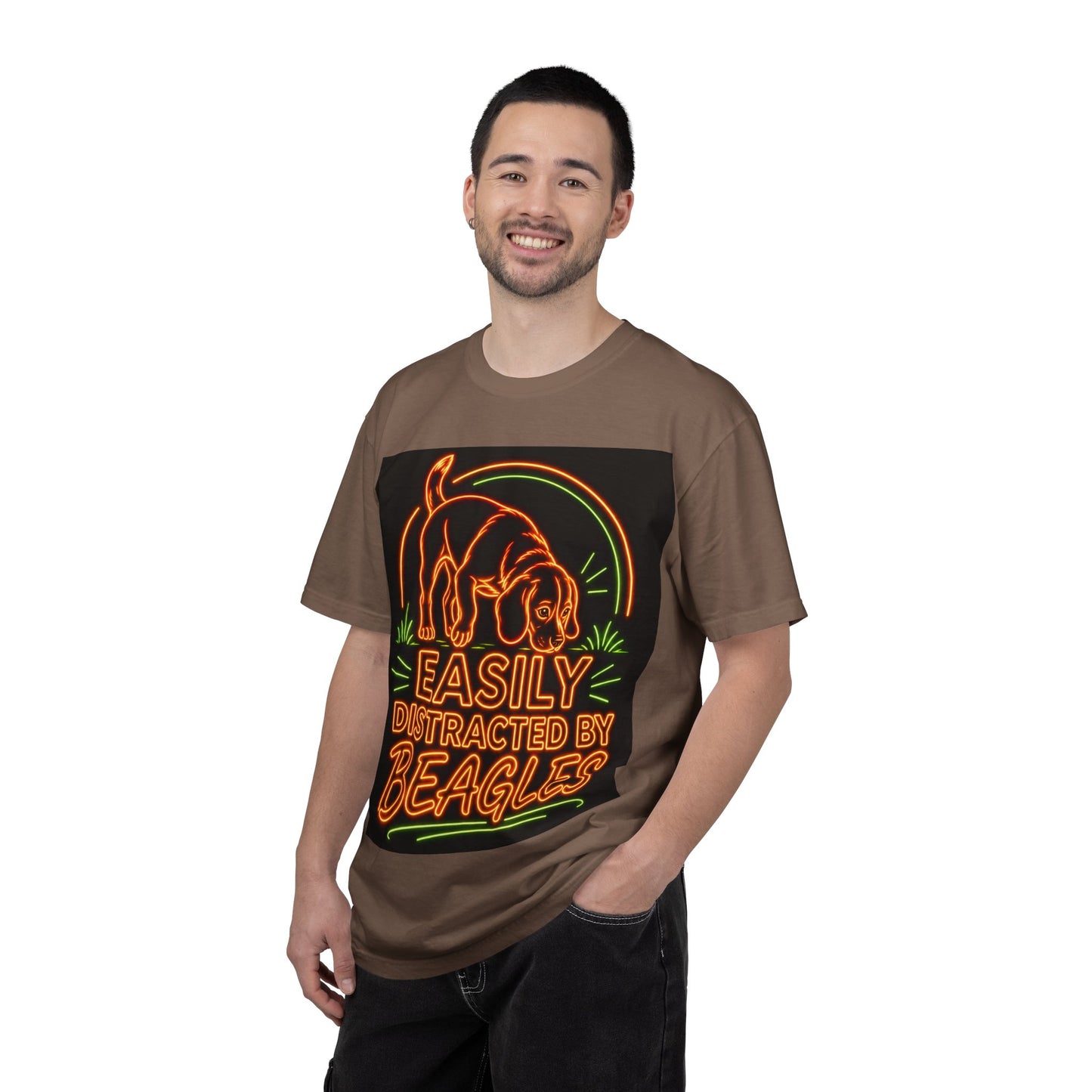 Beagle T-shirt - Neon Orange Easily Distracted