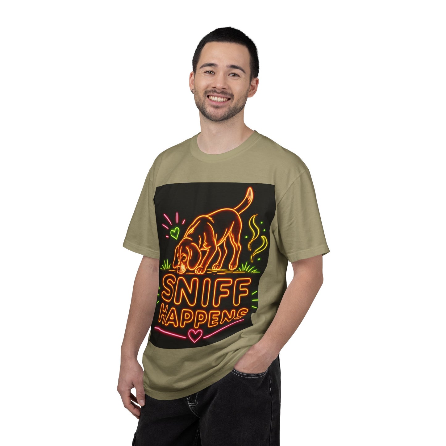 Beagle T-shirt - Neon Orange Sniff Happens