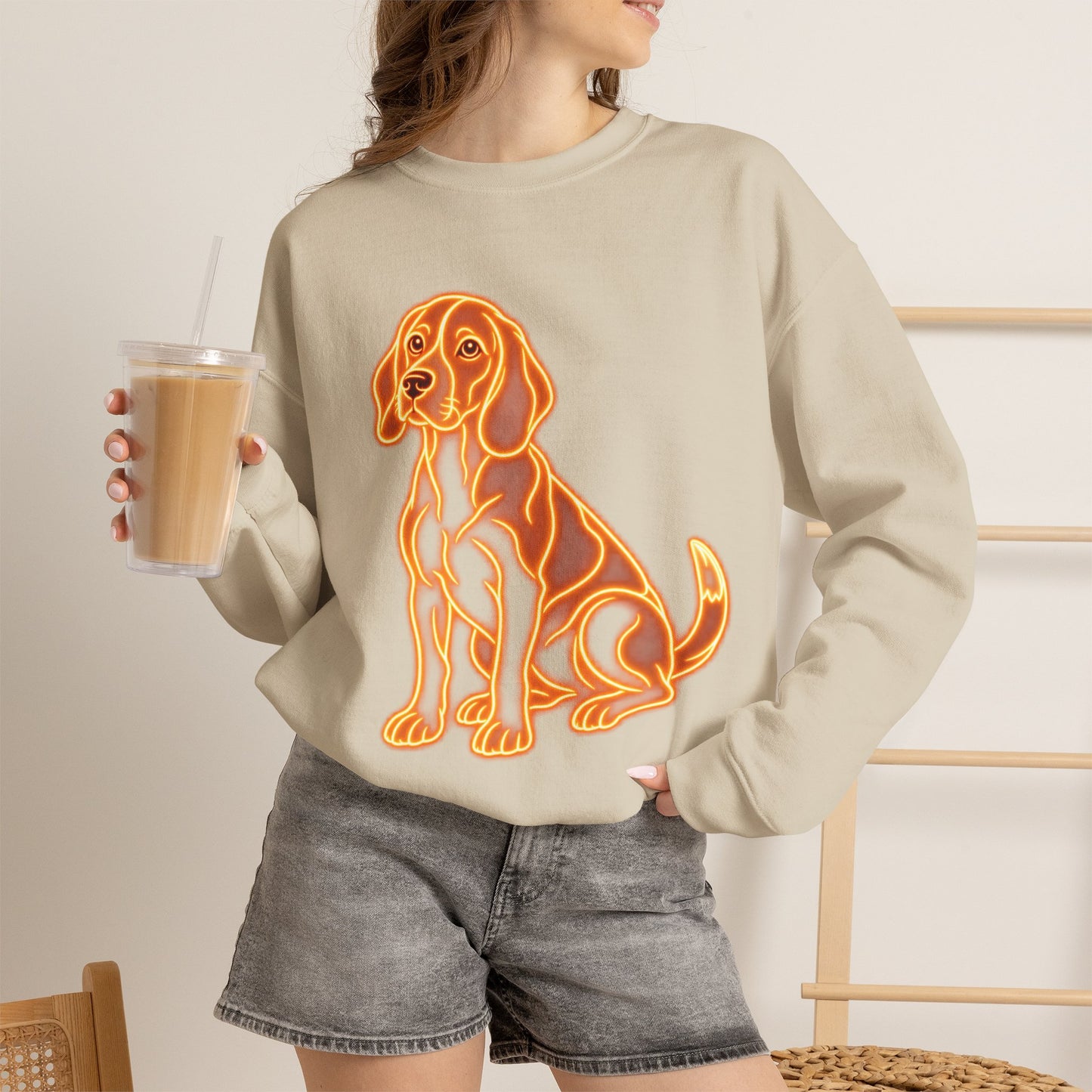 Beagle Sweatshirt — Neon Orange Loyal Hound