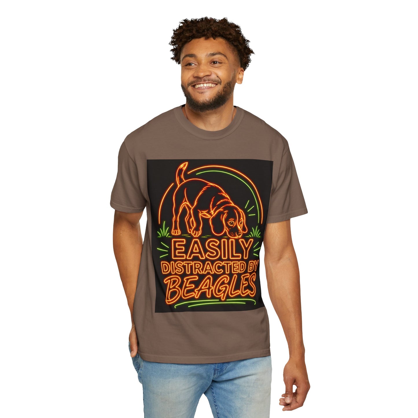 Beagle T-shirt - Neon Orange Easily Distracted